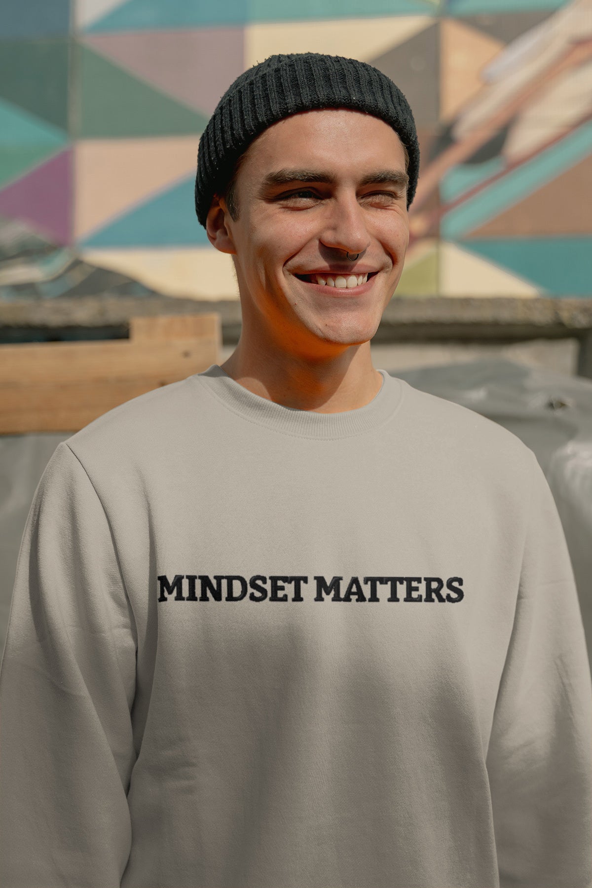 "MINDSET MATTERS" Design  With Black Embroidered Text.Classic Unisex Crewneck Sweatshirt Premium Quality Original Clothing. Wear Your Motivation.