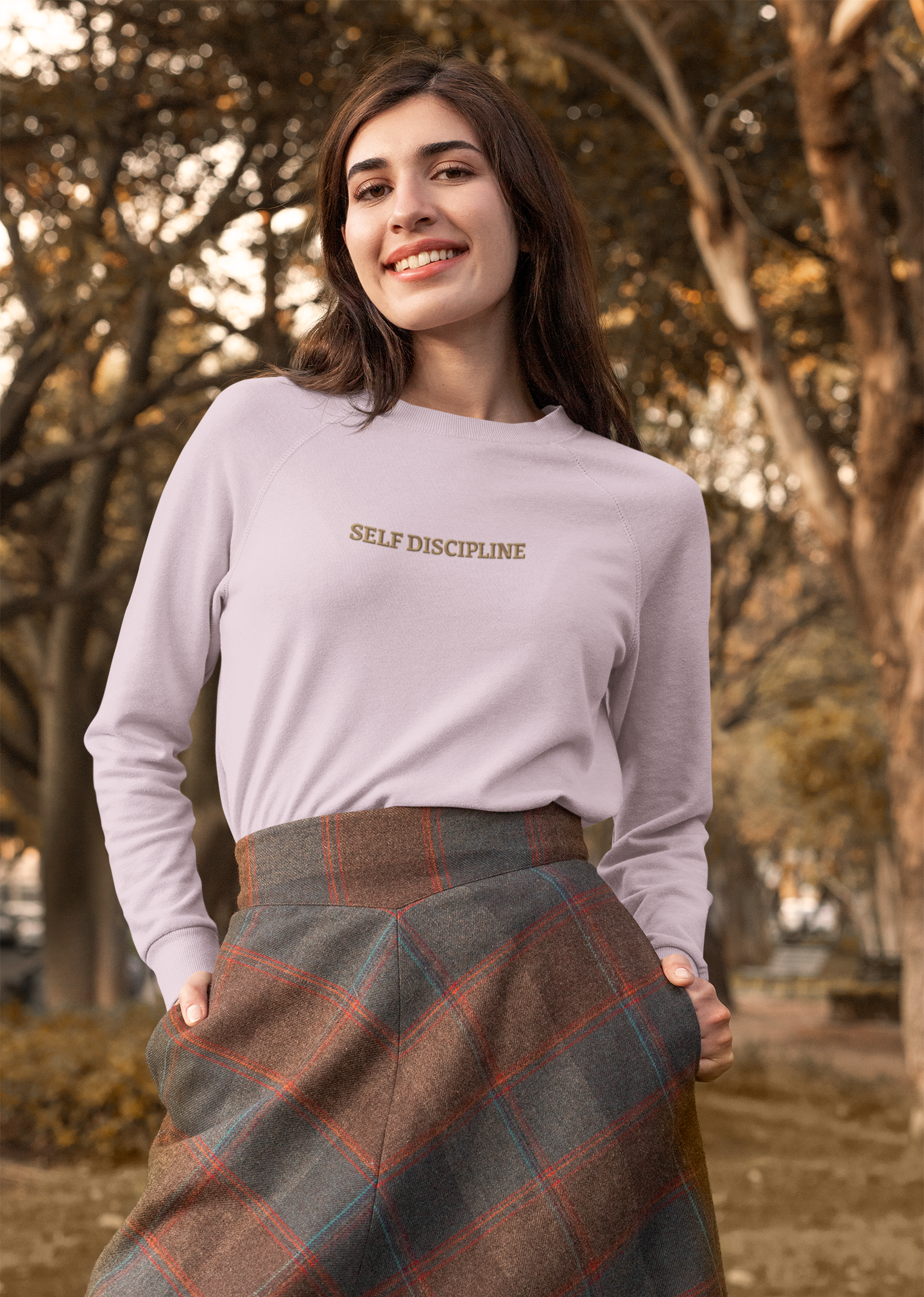 "SELF DISCIPLINE" Design With Gold Embroidered Text.Classic Unisex Crewneck Sweatshirt Premium Quality Original Clothing. Wear Your Motivation.