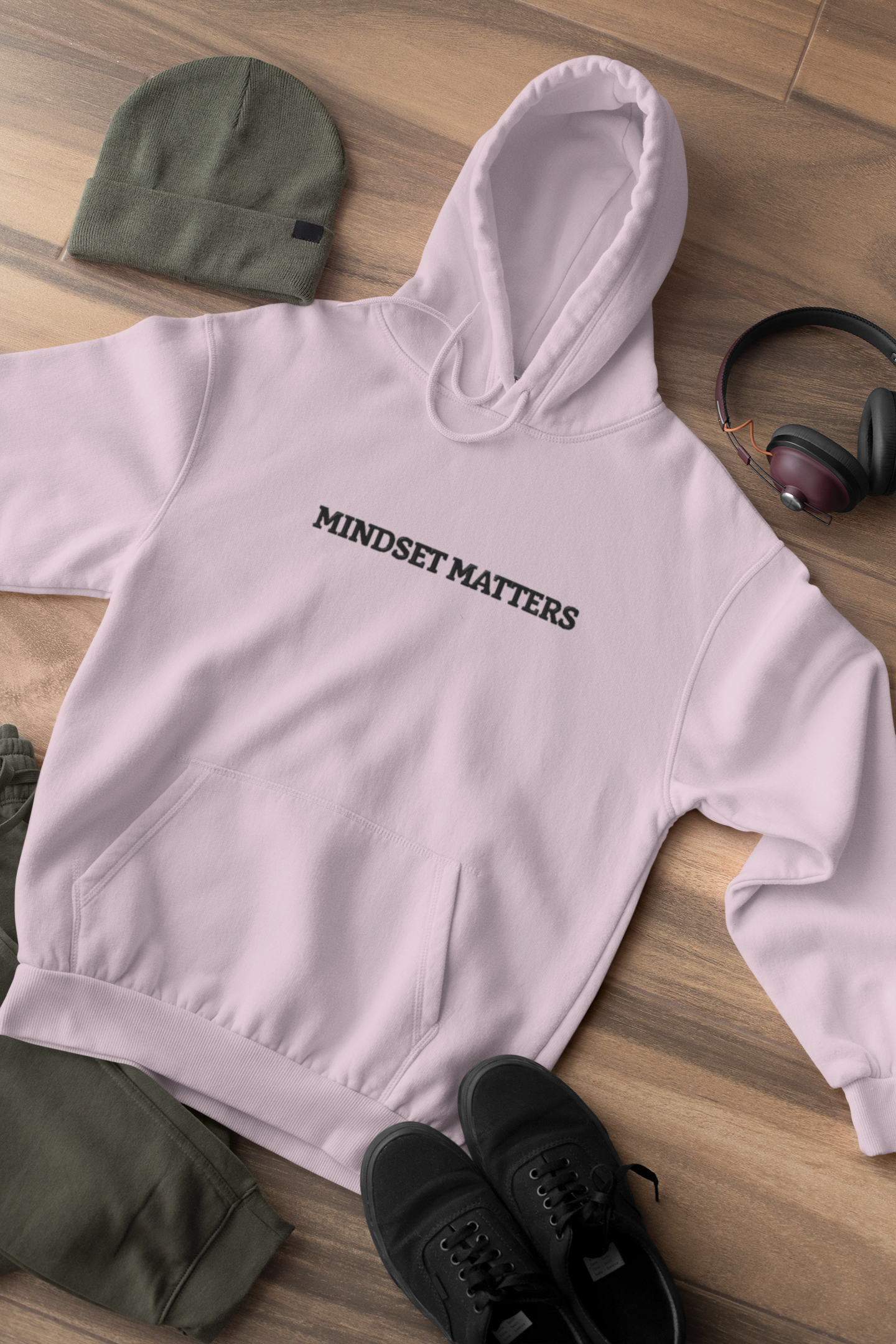 "MINDSET MATTERS" Design With Black Embroidered Text. Classic Unisex Pullover Hoodie Premium Quality Original Clothing. Wear Your Motivation