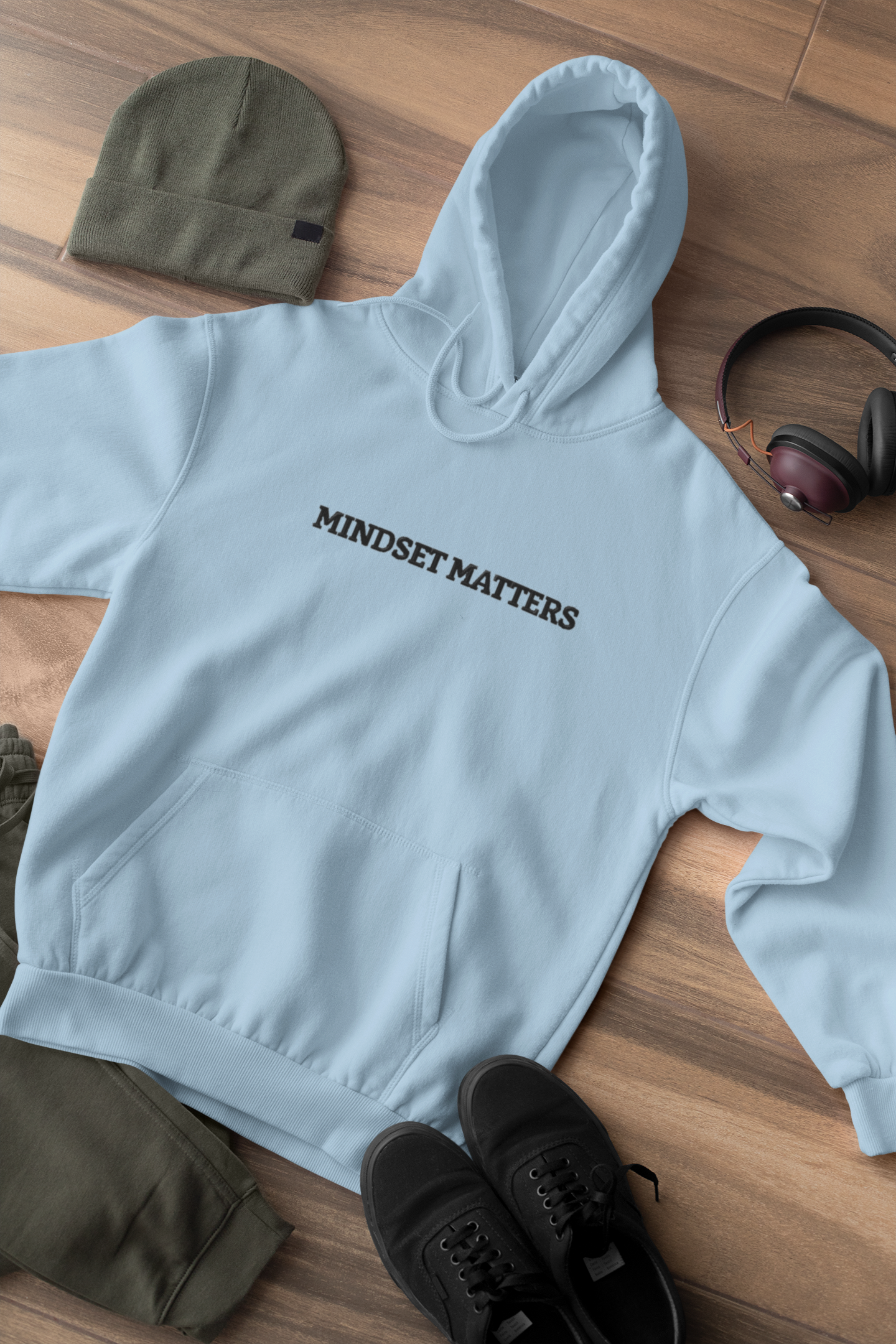 "MINDSET MATTERS" Design With Black Embroidered Text. Classic Unisex Pullover Hoodie Premium Quality Original Clothing. Wear Your Motivation