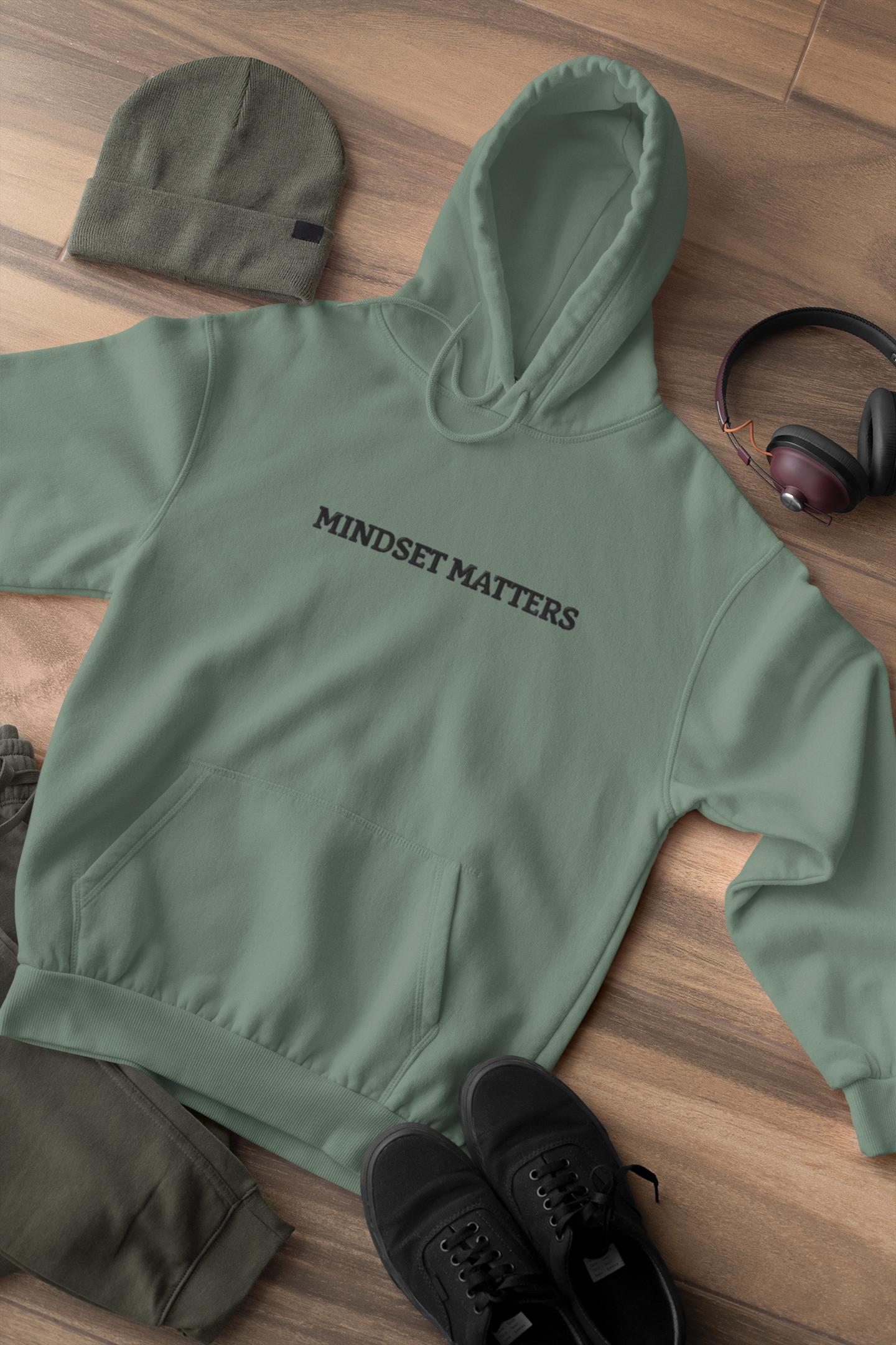 "MINDSET MATTERS" Design With Black Embroidered Text. Classic Unisex Pullover Hoodie Premium Quality Original Clothing. Wear Your Motivation