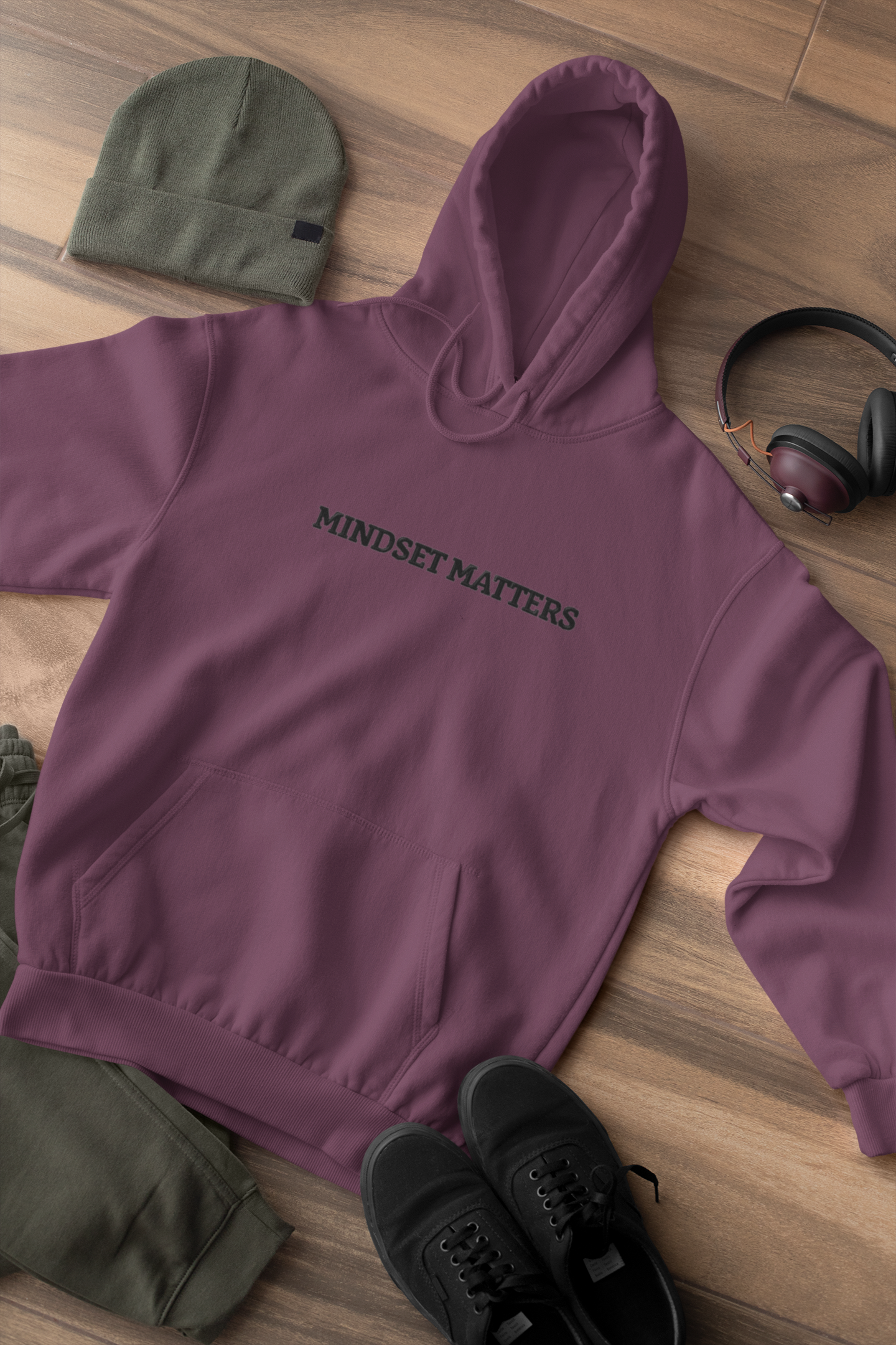 "MINDSET MATTERS" Design With Black Embroidered Text. Classic Unisex Pullover Hoodie Premium Quality Original Clothing. Wear Your Motivation