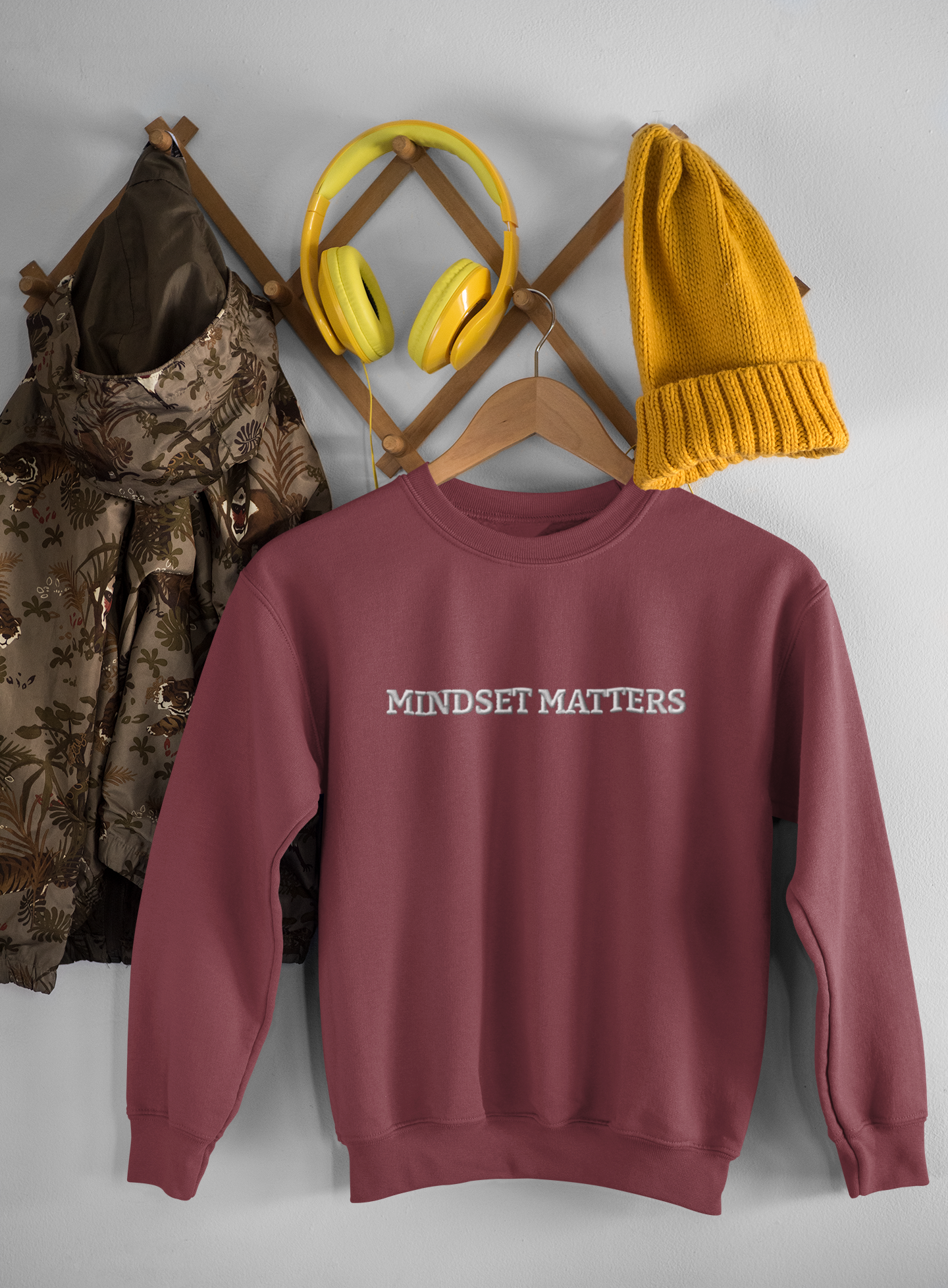 "MINDSET MATTERS" Design  With White Embroidered Text.Classic Unisex Crewneck Sweatshirt Premium Quality Original Clothing. Wear Your Motivation.