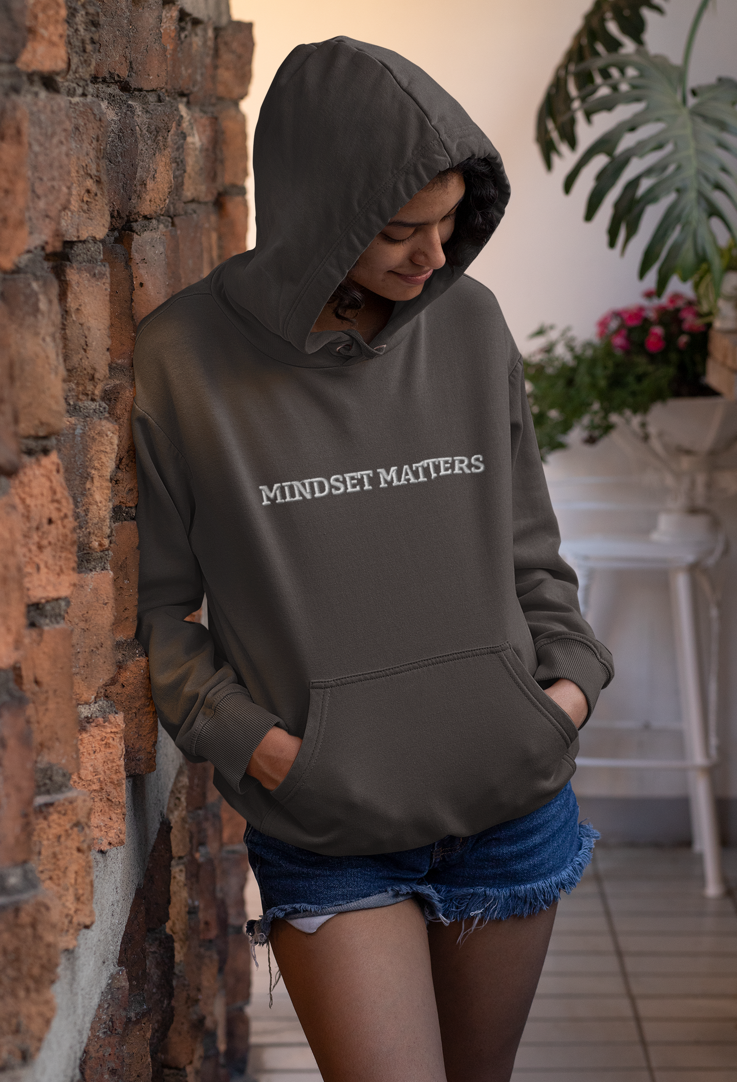 "MINDSET MATTERS" Design With White Embroidered Text. Classic Unisex Pullover Hoodie Premium Quality Original Clothing. Wear Your Motivation