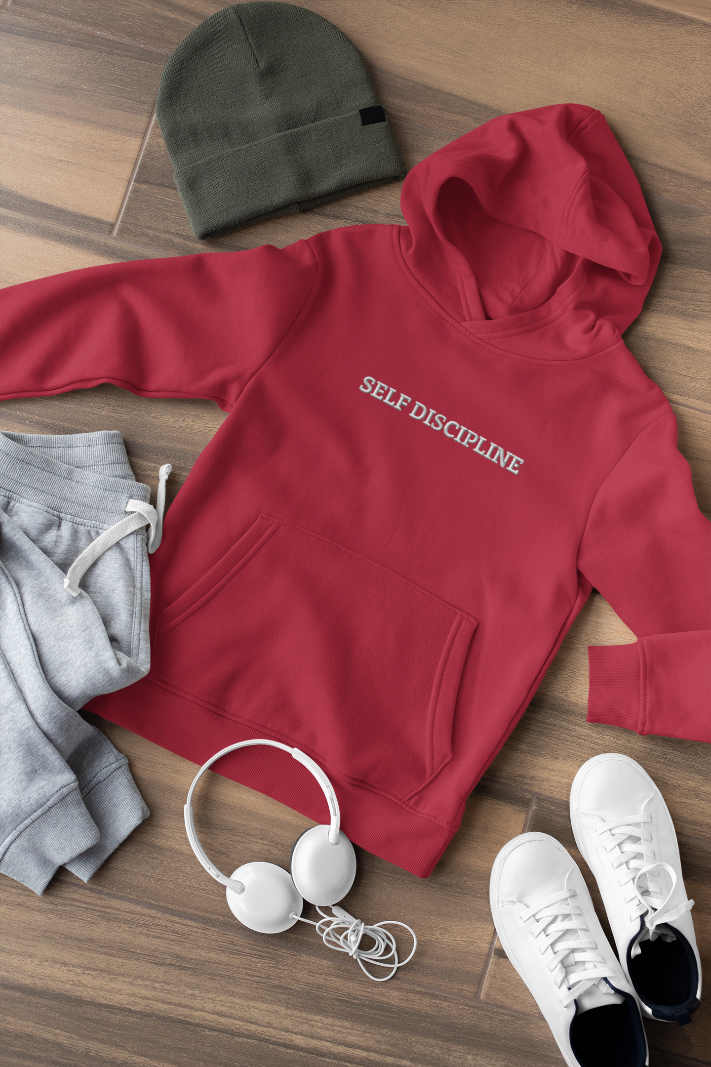 "SELF DISCIPLINE" Design With White Embroidered Text. Classic Unisex Pullover Hoodie Premium Quality Original Clothing. Wear Your Motivation