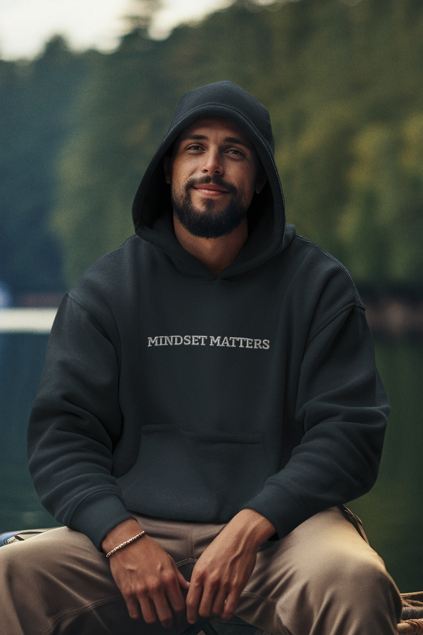 "MINDSET MATTERS" Design With White Embroidered Text. Classic Unisex Pullover Hoodie Premium Quality Original Clothing. Wear Your Motivation