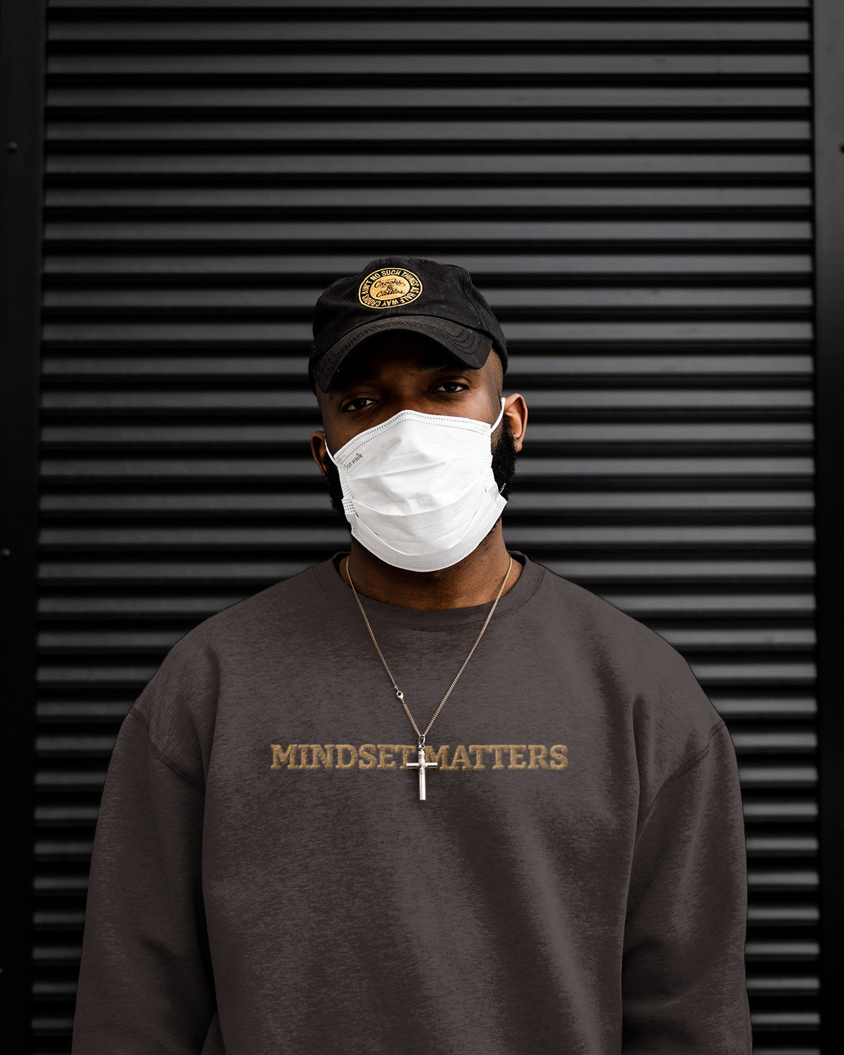 "MINDSET MATTERS" Design  With Gold Embroidered Text.Classic Unisex Crewneck Sweatshirt Premium Quality Original Clothing. Wear Your Motivation.