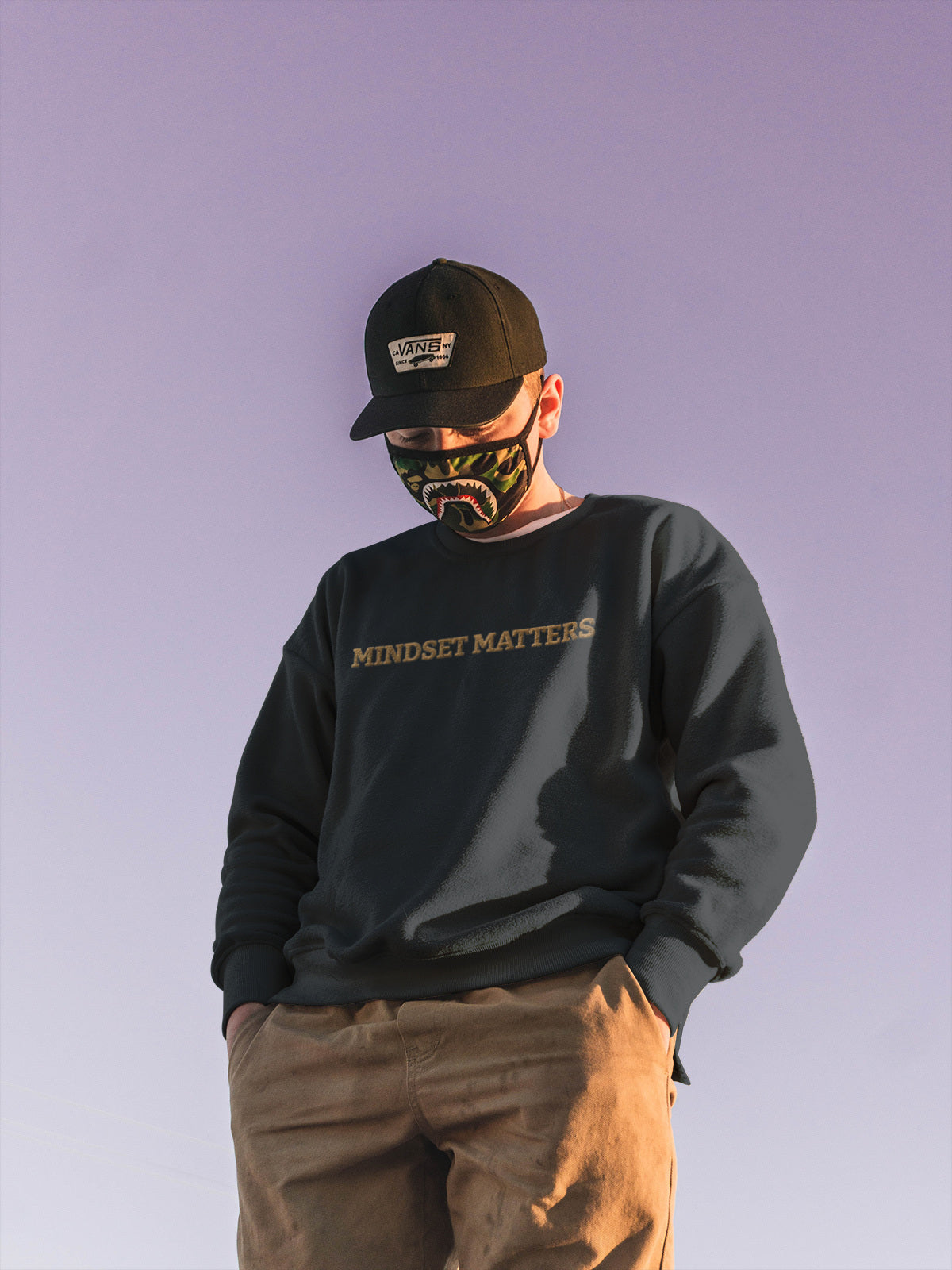 "MINDSET MATTERS" Design  With Gold Embroidered Text.Classic Unisex Crewneck Sweatshirt Premium Quality Original Clothing. Wear Your Motivation.