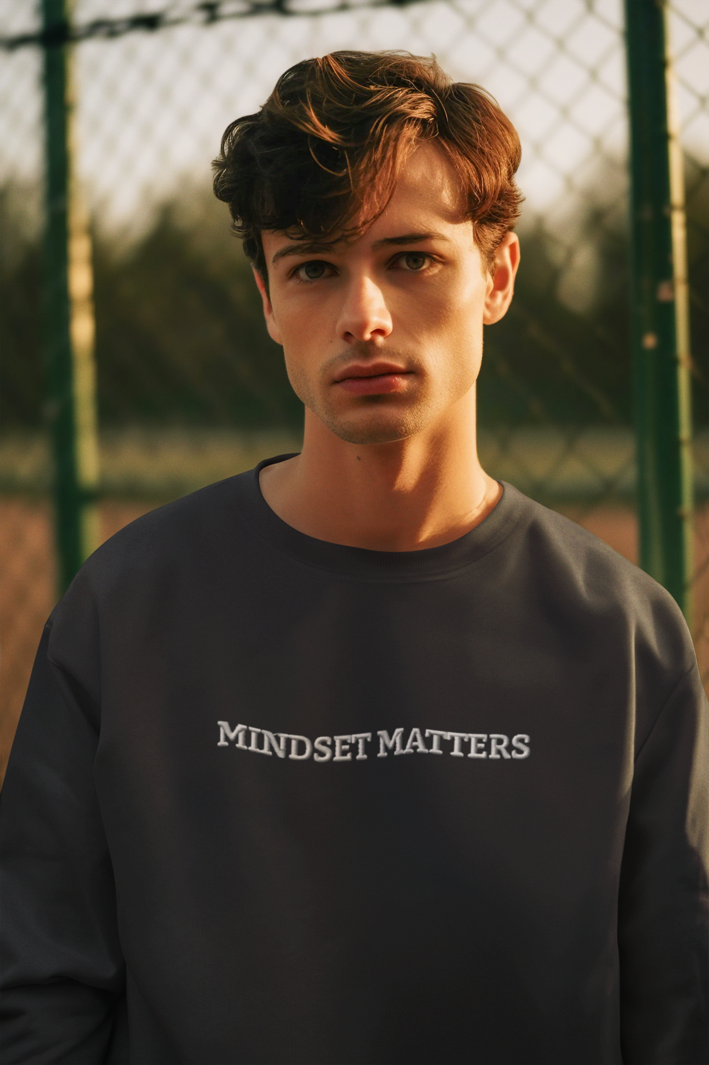 "MINDSET MATTERS" Design  With White Embroidered Text.Classic Unisex Crewneck Sweatshirt Premium Quality Original Clothing. Wear Your Motivation.